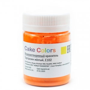 Водорастворимый сухой краситель Cake Colors Тартразин желтый, 10г